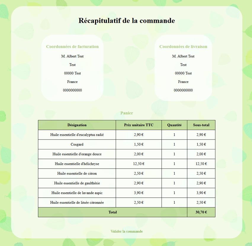 Gestion des commandes